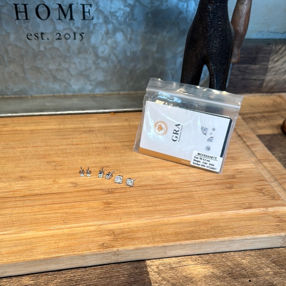 #96 3 pair Moissanite earrings 3.6 ctw